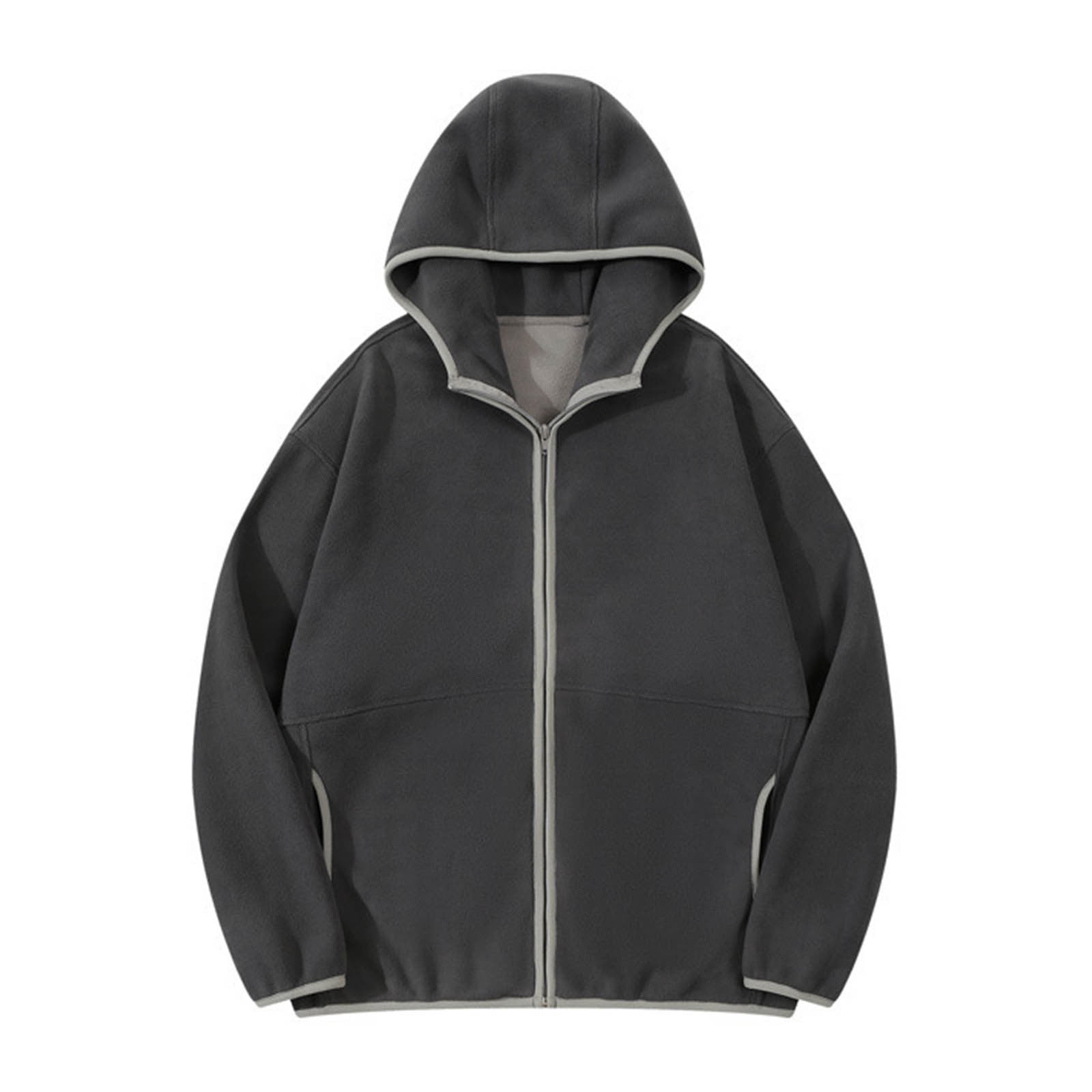 Fleece Hoodies Men Zip Up Microfleece Hooded Sweatshirts Fall