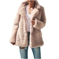 thumbnail image 1 of Fleece Jacket Cardigan for Women Lightweight Teddy Sherpa Winter Warm Open Front Long Sleeve Stand Collar Coats, 1 of 6