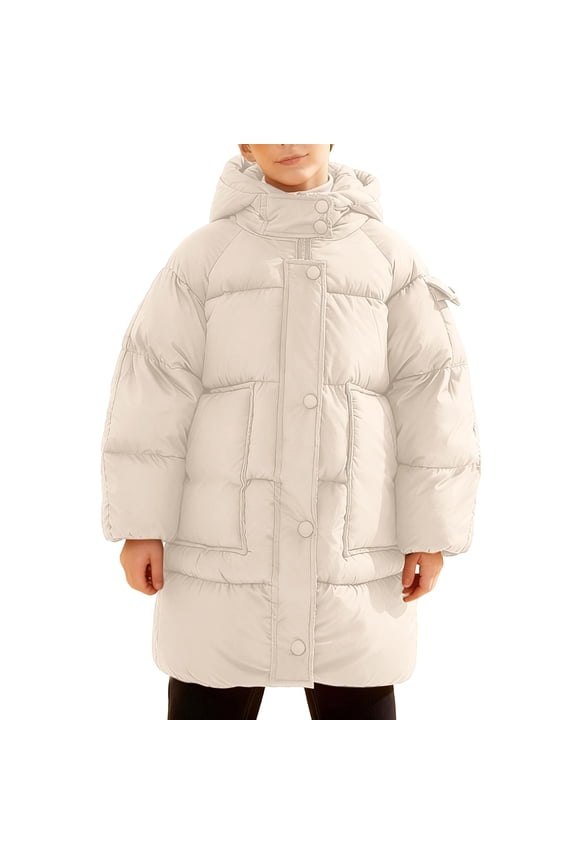 Jacket Cute for Girls Boys Winter Hooded Long Down Coat Thickened Warm Padded for Cold Weather Comfort Outerwear Coats 8-9 Years