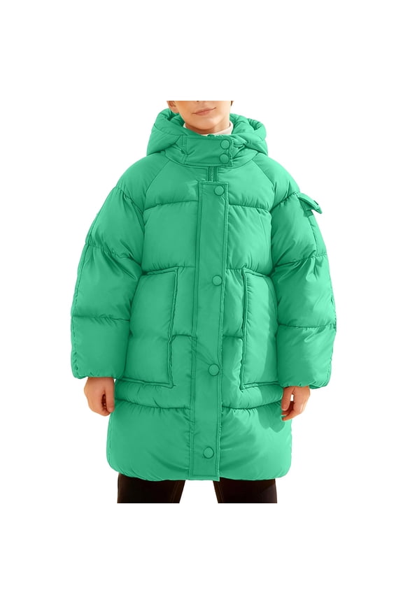Jacket Cute for Girls Boys Winter Hooded Long Down Coat Thickened Warm Padded for Cold Weather Comfort Outerwear Coats 8-9 Years