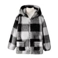 thumbnail image 1 of Jacket Girls Plaid Zipper Lightweight Long Sleeve Thick Warm Outerwear Cute Hooded Girls 8-9 Years Fall Clothes, 1 of 4