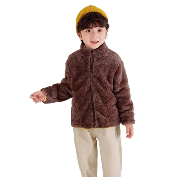 Fleece Jacket Girls Winter Coat Long Sleeve Zip Up Outerwear Kids Girl Clothes 7-8 Years