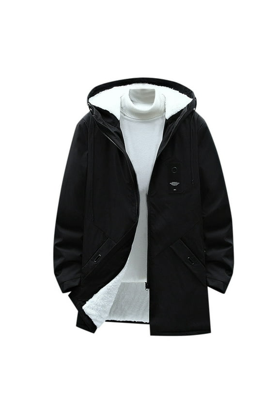 Jacket Men Single Slim Fit Wool Blend Overcoat Fall Classic Long Jacket Overcoat Fall Winter Clothes, Black, Size XXXL