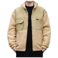 thumbnail image 1 of Fleece Jacket Men Warm Short Zip Up Loose Fit Casual Soft Winter Outwear S With Pocket, 1 of 8