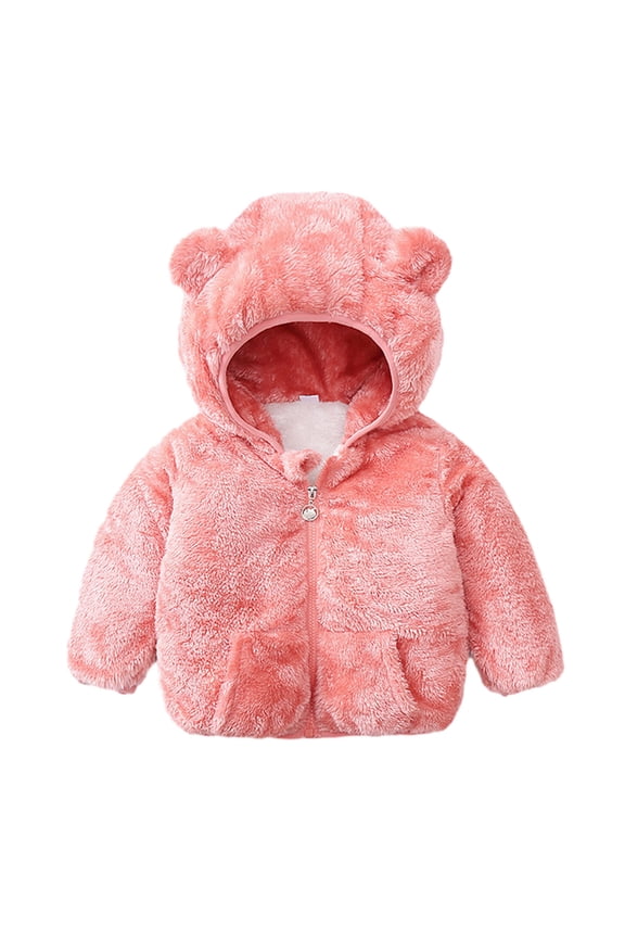 Fleece Jacket Toddler Girls Boys Cute Bear Ear Hoodie Coat Warm Winter Outwear 1-6T