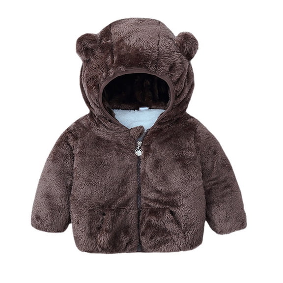 1-6Y Girls Boys Cute Bear Ears Hoodies Jacket Little Child Winter Warm Snowsuit