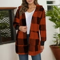 thumbnail image 1 of Jacket Women Autumn Winter Casual Fashion Hooded Plaid Jackets Winter Coats for Women Brown XL, 1 of 4