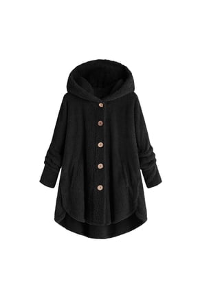 Fleece Jacket Women Cute Cat Ear Fuzzy Hoodies Fall Winter Coats Oversized Lightweight Button Down Cardigan Pajama