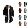 thumbnail image 1 of Jacket Women Fall Winter Long Sleeve Casual Button Down Collared Bed Jackets Fuzzy Warm Coat Outerwear, 1 of 6