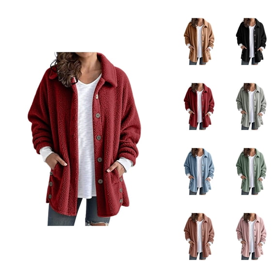 Jacket Women Fall Winter Long Sleeve Casual Button Down Collared Bed Jackets Fuzzy Warm Coat Outerwear