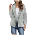 thumbnail image 1 of Fleece Jacket Women Fall Winter Long Sleeve Hooded Pocket Solid Color Double Face Fleece Warm Casual Jacket For Cold Weather Women's Down Jacket, 1 of 5