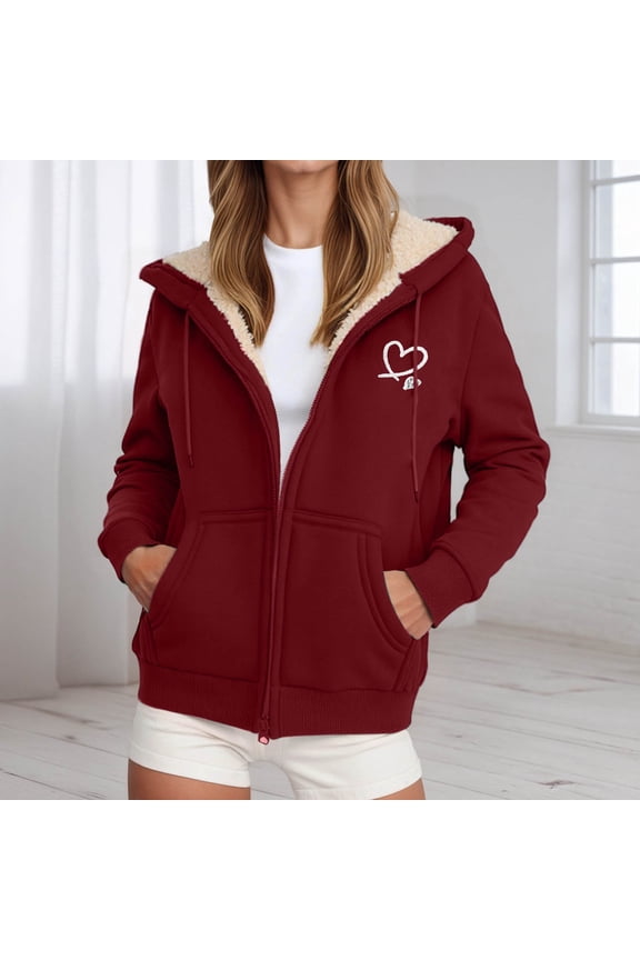Jacket Women Zip Up Hooded Hoodie Winter Warm Soft Thermal Jackets Coats Outdoor Sports Pullover with Pockets Winter Coats for Women XXXL