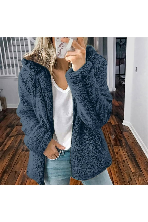 Fleece Jacket Women Fuzzy Zip Up Coats Oversized Winter Warm Sweatshirt Sherpa Teddy Coat Loose Casual Hoodies 2023