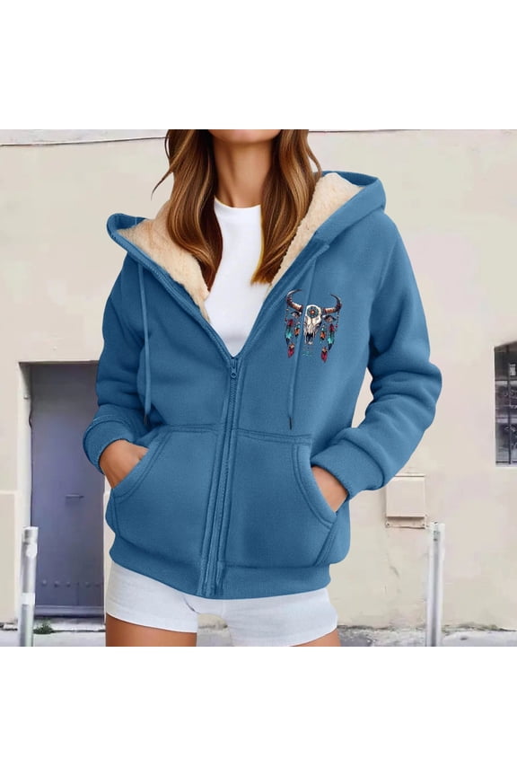 Jacket Women Heavyweight Jackets for Cozy Winter Hooded Open Front Cardigan Top Trench Coat Women Blue L