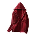thumbnail image 1 of Fleece Jacket Women Ladies Fleece Thickened Warm Hooded Reversible Jacket Womens Fleece Jacket, 1 of 4