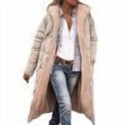 Fleece Jacket Women Long Puffer Coat Women Oversized Reversible Jackets Shearling Hooded Winter Fashion Coat Clothes Khaki L