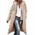 thumbnail image 1 of Fleece Jacket Women Long Puffer Coat Women Oversized Reversible Jackets Shearling Hooded Winter Fashion Coat Clothes Khaki M, 1 of 5
