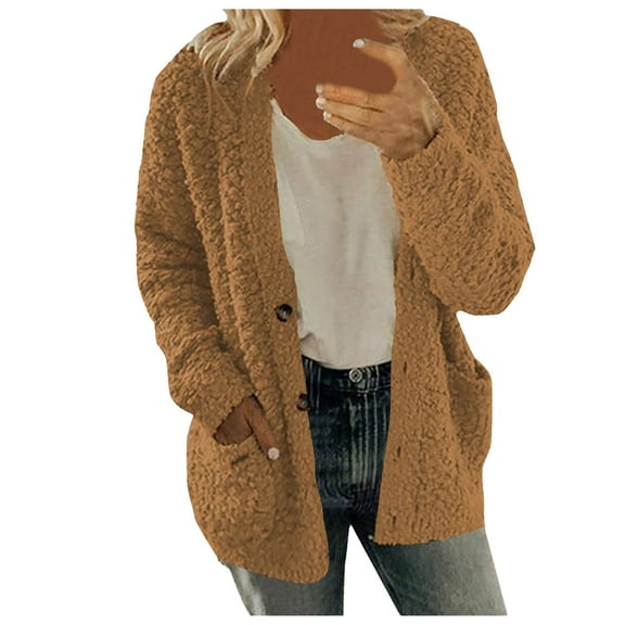 Fleece Jacket Women Long Sleeve Button Down for Women Comfort Warm Jackets Fall Clothes Women Coat