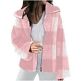thumbnail image 1 of Fleece Jacket Women Long Sleeve Turn-down Collar Zipper Plaid Printed Coat Blouse Trendy Clothes Fall Winter Zip Up Jacket Soft Oversized Thermal Outerwear Fashion Casual Coat Streetwear, 1 of 5