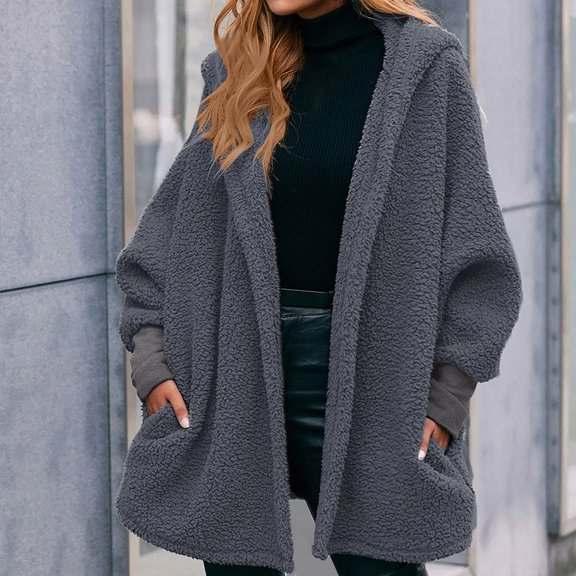 Fleece Jacket Women Long Sleeve Zip Up Hooded Jacket Comfortable Warm Fleece Jacket Women's Fall Jackets Winter Clothing for Women