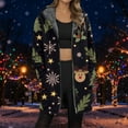 thumbnail image 1 of Jacket Women Longline Jackets Christmas Print Winter Cozy Lined Full Zip Outerwear for Cold Weather Coats for Women Black L, 1 of 5