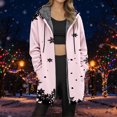 thumbnail image 1 of Jacket Women Longline Jackets Christmas Print Winter Cozy Lined Full Zip Outerwear for Cold Weather Coats for Women Pink M, 1 of 5