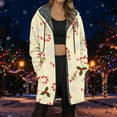 thumbnail image 1 of Jacket Women Longline Jackets Christmas Print Winter Cozy Lined Full Zip Outerwear for Cold Weather Trench Coat Women Yellow XXXXL, 1 of 5