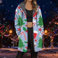thumbnail image 1 of Jacket Women Longline Jackets Christmas Print Winter Cozy Lined Full Zip Outerwear for Cold Weather Winter Coats for Women Blue XXXXL, 1 of 5