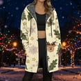thumbnail image 1 of Jacket Women Longline Jackets Christmas Print Winter Cozy Lined Full Zip Outerwear for Cold Weather Winter Coats for Women Yellow XL, 1 of 5