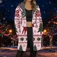 thumbnail image 1 of Jacket Women Longline Jackets Christmas Print Winter Cozy Lined Full Zip Outerwear for Cold Weather Women's Coats Pink M, 1 of 5