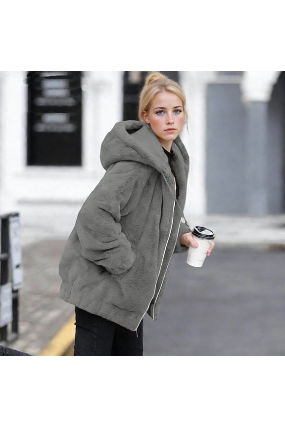Fleece Jacket for Women Oversized Sweatshirt Fuzzy Fleece Blanket Hoodie Jacket Winter Oversized Fuzzy Hooded Coat Sherpa Sweaters Outerwear with Pockets