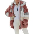 thumbnail image 1 of Fleece Jacket Women Plus Size Warm Winter Coats Fluffy Sherpa Hoodie Zip up Casual Color Block Faux Fur Cardigan Coat Shaggy Cardigan Sweater Outerwear, 1 of 8