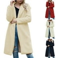 thumbnail image 1 of Fleece Jacket Women Plus Size Winter Warm Casual Fleece-Lined Hoodless Mid Length Long Sleeve Solid Color Woollen Coat with Pockets, 1 of 7
