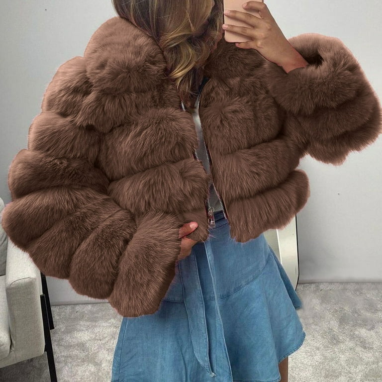 Fleece Jacket Women Sale Plus Size Faux Short Winter Coats for Teen Girls  Womens Cute Hooded Furry Splicing Warm Puffer Jacket Tunic Long Sleeve