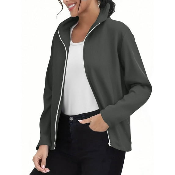 Fleece Jacket Women Sevevn Women's Solid Color Fashionable Loose Casual Long Sleeved Warm Suede Collar Jacket Top