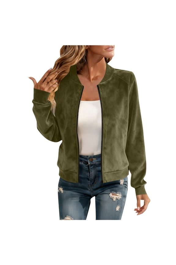 Fleece Jacket Women Sevevn Womens Bomber Jackets Casual Jackets Lightweight Zipper Jackets Coat Windbreaker