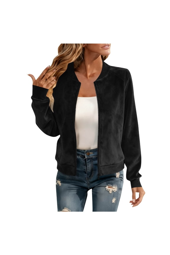 Fleece Jacket Women Sevevn Womens Bomber Jackets Casual Jackets Lightweight Zipper Jackets Coat Windbreaker