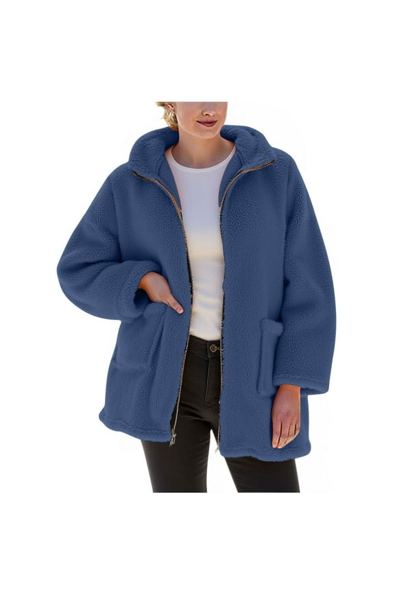 Fleece Jacket Women Sherpa Lined Fleece Full Zip Hoodless Jacket Thickening Cardigan Thicken Jacket Fall Winter Warm Coat (Available in Plus Size)