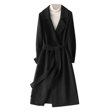 Jacket Women Trench Windbreaker Coat Outerwear Fit Solid Long Overcoat Slim Coat Shearling Jacket Women Black XL
