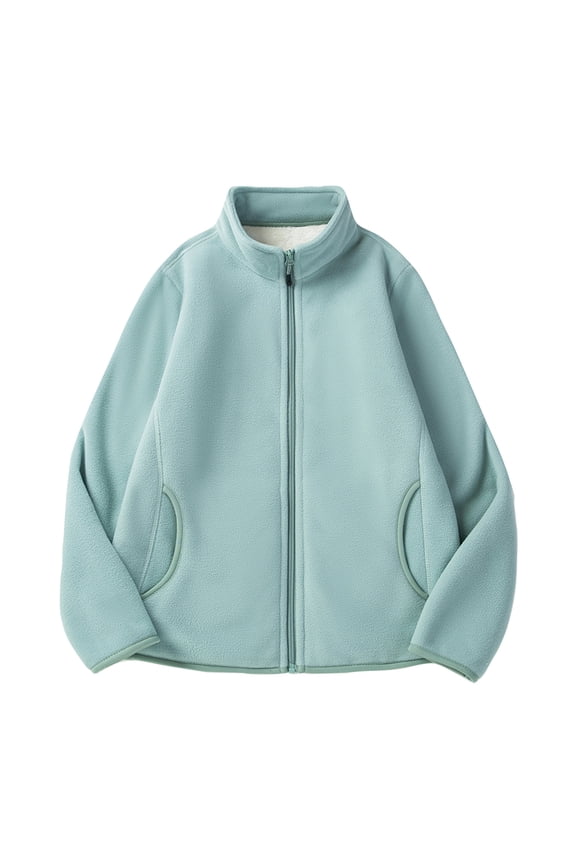 Fleece Jacket Women Unisex Reversible Fleece Jacket Inner With Pocket Thick Sherpa Sweatshirt Fall Winter Warm Jacket For Outdoor Cold Weather Women's Down Jacket