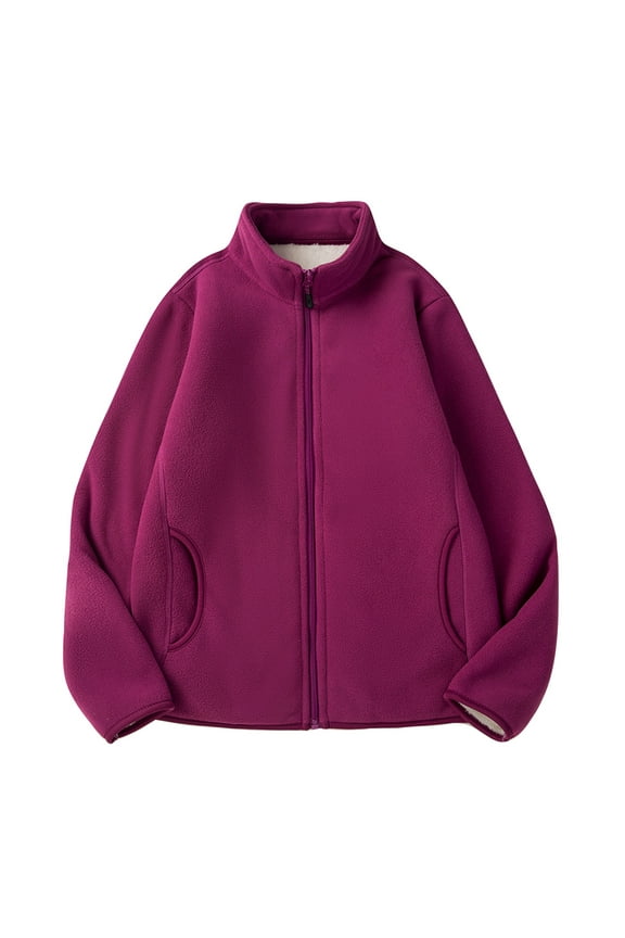 Fleece Jacket Women Unisex Reversible Fleece Jacket Inner With Pocket Thick Sherpa Sweatshirt Fall Winter Warm Jacket For Outdoor Cold Weather Women's Down Jacket