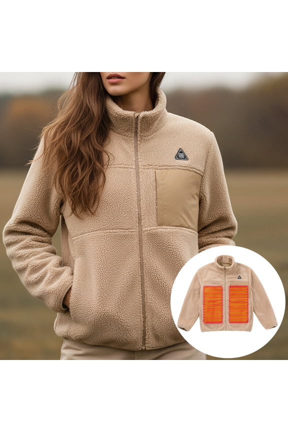 Jacket Women Winter Smart Heated Jackets with Three Heating Controls Four Warm for All Day Comfort Outdoor Activities Women's Coats Khaki XXL