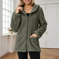 thumbnail image 1 of Jacket Women Women's Casual Solid Color Hooded Sweater Coat Long Sleeve Double Outerwear for Daily Outdoor Womens Winter Coats Army Green L, 1 of 7