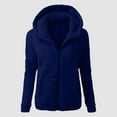 thumbnail image 1 of Jacket Women Women's Hooded Sweater Coat Winter Warm Wool Zipper Solid Cotton Outwear Coats for Women Blue L, 1 of 6
