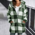 thumbnail image 1 of Jacket Women Women's Plush Coat Long Sleeve Plaid Hooded Zipper with Pocket Loose Coat Women's Coats GN2 M, 1 of 5