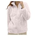 thumbnail image 1 of Fleece Jacket Women Women's Solid Color Fleece Jackets Collar Zip Up Cozy Outerwear Women's Coats Purple XL, 1 of 3