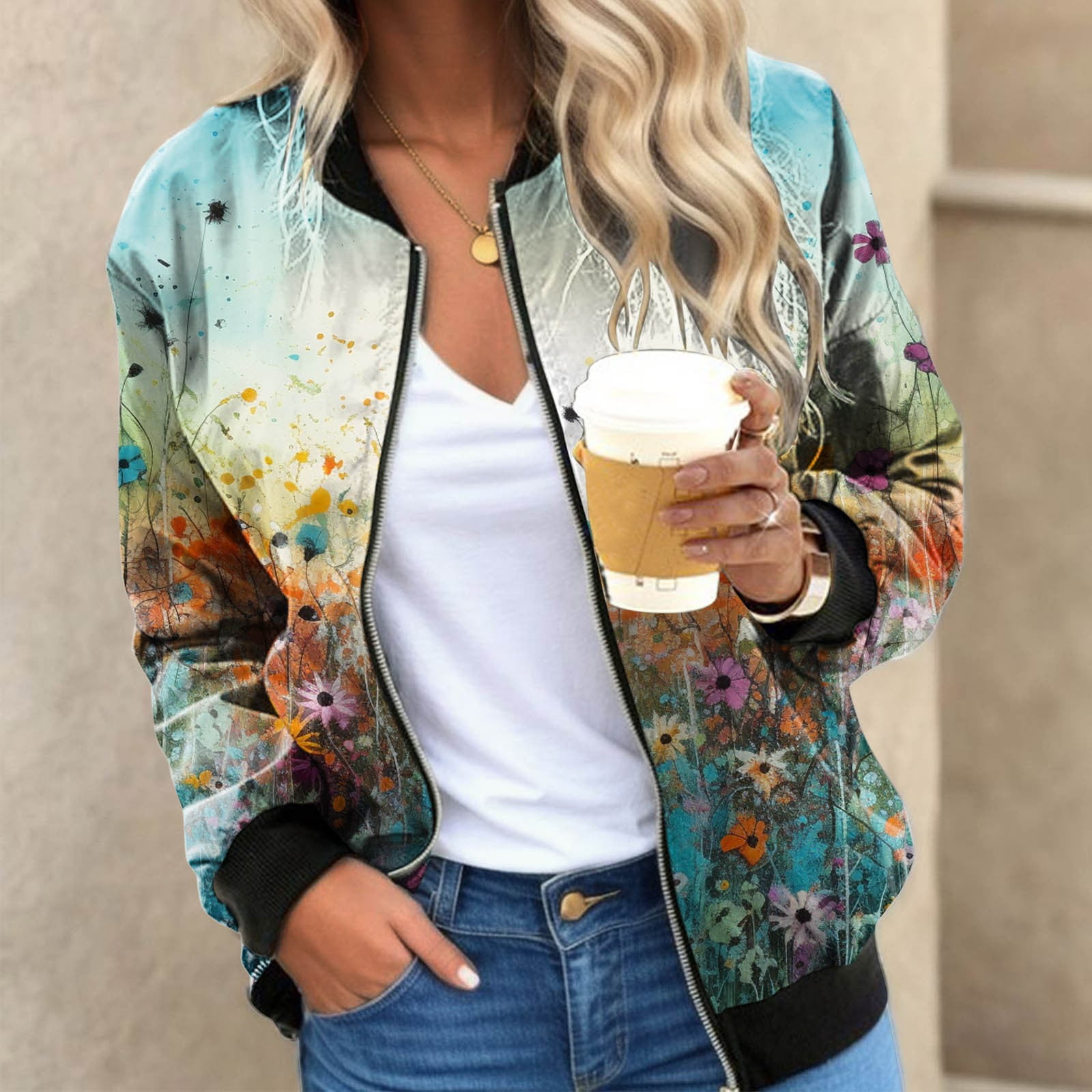 Jacket Women Women's Winter Printed Jacket Jacket Top Baseball Baseball