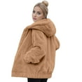 thumbnail image 1 of Fleece Jacket Women, Yigetop Womens Fuzzy Fleece Lapel Open Front Long Cardigan Coat Faux Warm Winter Outwear Jackets Sherpa Jacket Women Khaki 3XL, 1 of 5
