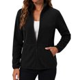 thumbnail image 1 of Fleece Jacket Women with 6 Pockets Lightweight Full Zip Coat Winter Fall Outerwear for Hiking,Travel, L, 1 of 3