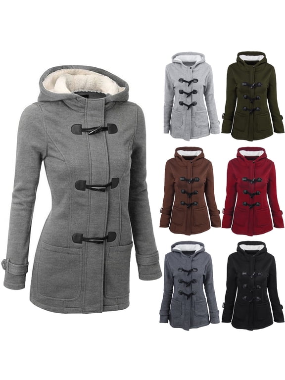 Fleece Jacket Womens Winter Coats for Women Plus Size Hooded Outerwear Thick Warm Puffer Down Zip Up Thick Jacket Windproof Trench Coat Winter Jackets for Women